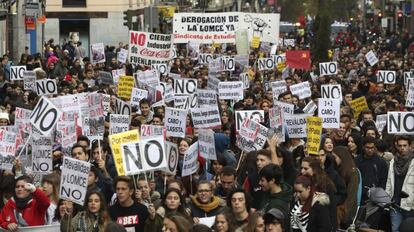 Manifestació convocada pel Sindicat d'Estudiants.