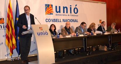 Ramón Espadaler, secretario general de Unió, durante el Consejo Nacional.