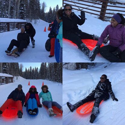 Oprah Winfrey está pasando las navidades con su familia. La presentadora de televisión escogió un lugar de montaña para pasar las vacaciones.