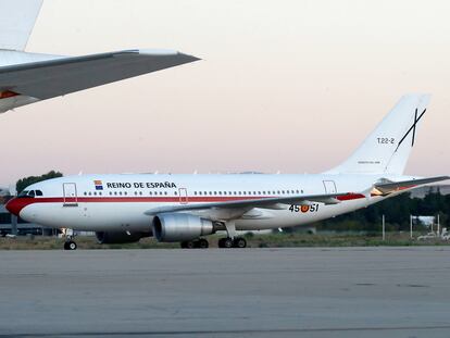 Los dos aviones de traslado de autoridades A310 del Ejército del Aire en la base de Torrejón de Ardoz.