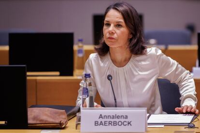 La ministra de Exteriores de Alemania, Annalena Baerbock, el lunes en Bruselas. 
