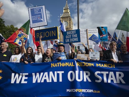 Manifestación contra el Brexit en Londres, septiembre de 2023.