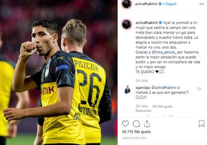 La publicación de Achraf Hakimi en su Instagram.