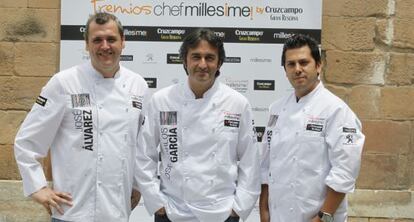 De izquierda a derecha, los chefs Jos&eacute; &Aacute;lvarez, Jos&eacute; Carlos Garc&iacute;a y Diego Gallegos, en M&aacute;laga.