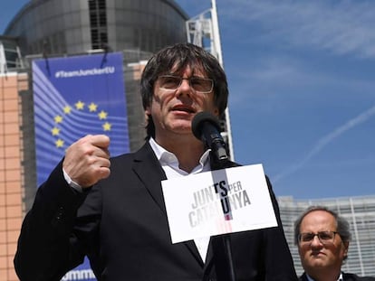 Carles Puigdemont, el pasado 24 de mayo durante una rueda de prensa en Bruselas (Bélgica).