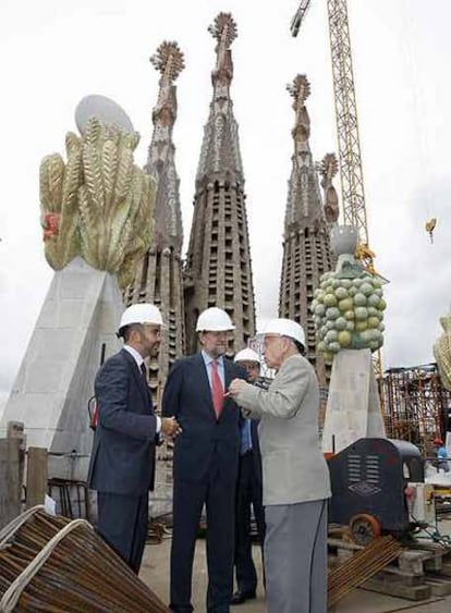 Mariano Rajoy de visita de obras ayer en la Sagrada Familia.