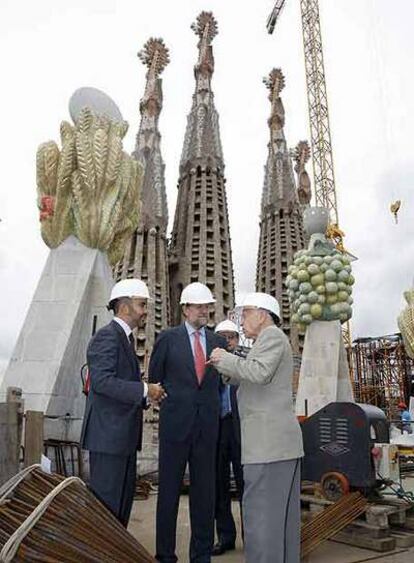 Mariano Rajoy de visita de obras ayer en la Sagrada Familia.