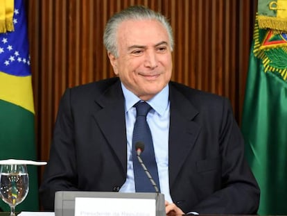 Michel Temer durante una reuni&oacute;n en Brasilia el pasado 28 de agosto
