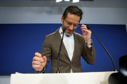 El portavoz nacional del PP, Borja Sémper, ofrece una rueda de prensa tras la reunión del comité de dirección del Partido Popular, celebrada este lunes en Madrid. 