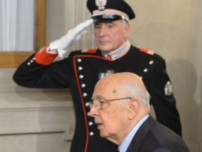 Giorgio Napolitano, este sábado en el Palacio Quirinale.