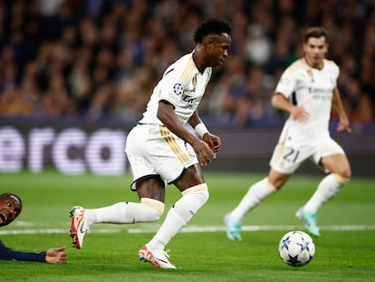 Vinicius durante el encuentro frente al Braga en la Champions League.