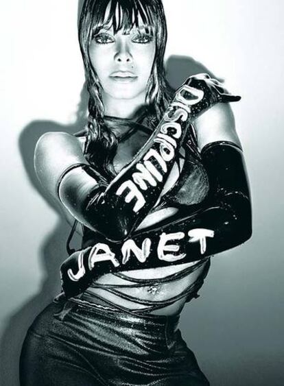 La cantante Janet Jackson, durante la presentación de su último disco, <i>Discipline.</i>