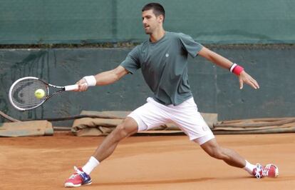 Djokovic, durante los entrenamientos de Montecarlo.