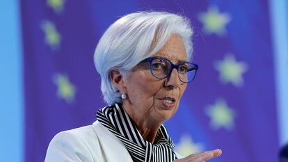 Christine Lagarde, presidenta del BCE, en rueda de prensa el pasado enero.