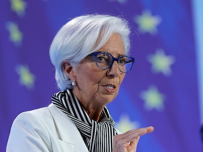 Christine Lagarde, presidenta del BCE, en rueda de prensa el pasado enero.