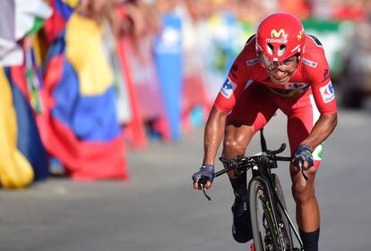 Nairo Quintana durante la contrarreloj individual entre Jávea y Calpe.