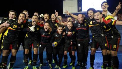 Los futbolistas de Bélgica celebran la clasificación para el Mundial el pasado 11 de junio.