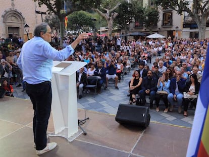 El 'president' Quim Torra durante el acto en Arenys de Munt (Barcelona).