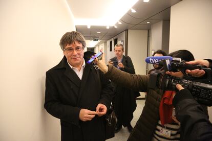 Puigdemont, en los pasillos de la Eurocámara este viernes.