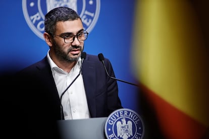 Petre Manole, ministro de Trabajo de Rumanía, durante una conferencia de prensa, el 3 de julio en Bucarest, en una imagen del Gobierno de Rumanía.