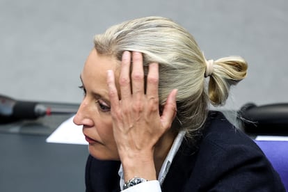 La líder a Alternativa por Alemani, Alice Weidel, este martes en el Bundestag.