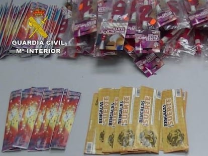 Imagen con parte de los 9.000 petardos intervenidos que estaban a la venta en establecimientos sin autorización en Cáceres.