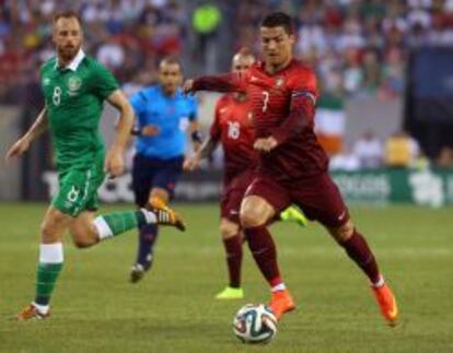 Cristiano Ronaldo durante un partido con la selecci&oacute;n portuguesa