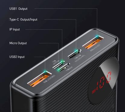 Conectores de la nueva powerbank de Xiaomi.