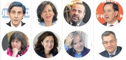 José María Álvarez-Pallete, Ana Botín, Gabriel Escarrer, Antonio Huertas, Rosa García, Carina Szpilka, Celestino García y Augusto Martín.