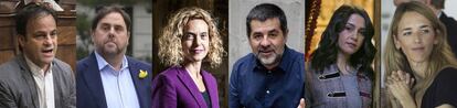 Jaume Asens, Oriol Junqueras, Meritxell Batet, Jordi Sànchez, Inés Arrimadas i Cayetana Álvarez.