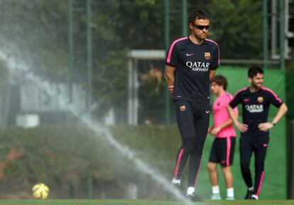 Luis Enrique, en el entrenamiento del Barcelona.