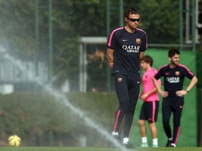 Luis Enrique, en el entrenamiento del Barcelona.