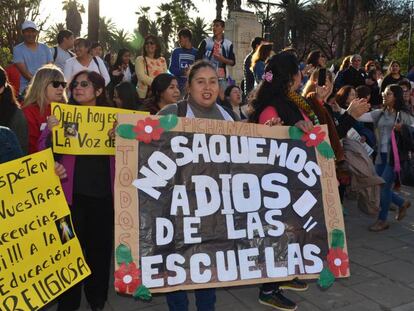 Protesto contrário à proibição da educação religiosa em Salta, em agosto passado.