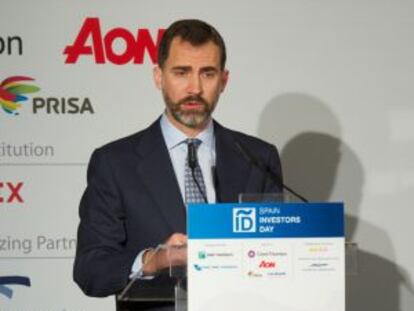 El príncipe Felipe, durante su discurso en el Spain Investors' Day.