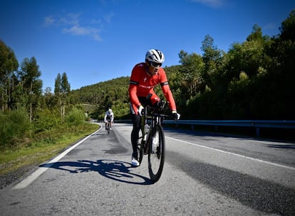 Javier Gómez Noya durante un entrenamiento en Galicia.