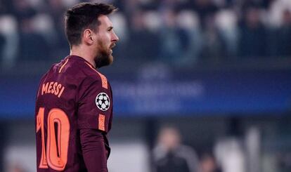 Messi durante el partido entre la Juventus y el Barcelona