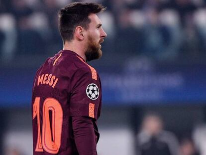 Messi durante el partido entre la Juventus y el Barcelona