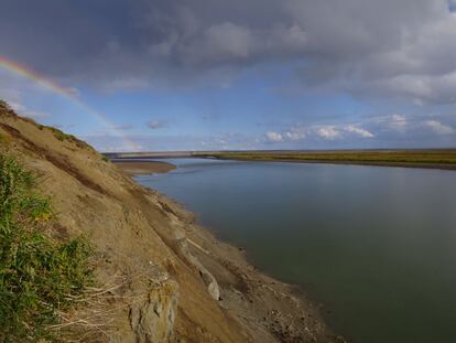 Vista del río Colville, en el norte de Alaska (EE UU), en cuyo curso se han descubierto más de 9.000 fósiles, la mayoría de ellos pertenecientes a una nueva especie de dinosaurio llamado 'Kuukpikensis Ugrunaaluk', que significa herbívoro antiguo.