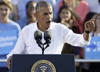 Obama, ayer en un acto de campaña en Carolina del Norte.