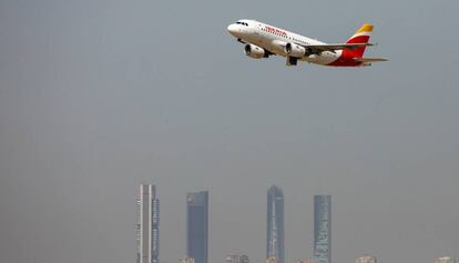 FILE PHOTO: An Iberia Airbus A319 airplane takes off from the Adolfo Suarez Madrid-Barajas airport