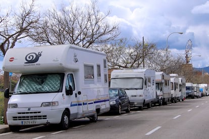 Vista de las caravanas en la zona del polígono de Son Morro, Calvia, Mallorca.