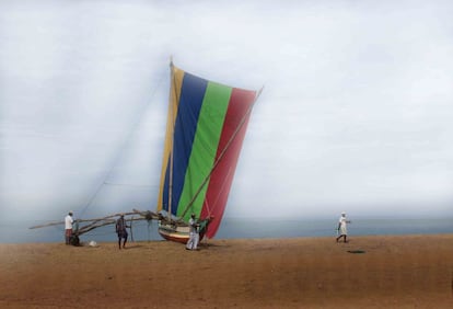 Pescadores en la playa de Negombo.