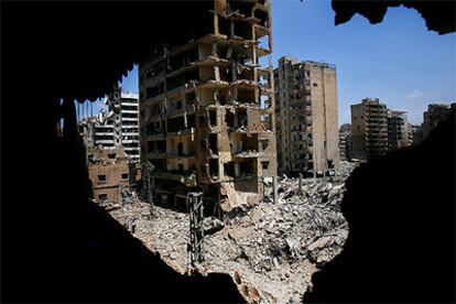 Un barrio de la periferia de Beirut después de dos semanas de ataque israelí.