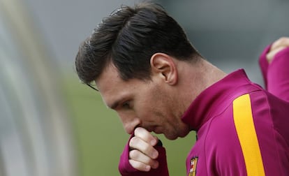 Lionel Messi durante un entrenamiento del Barcelona.