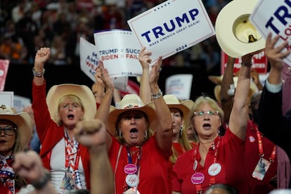 Delegados de Texas en la Convención Nacional Republicana de Milwaukee, este martes.