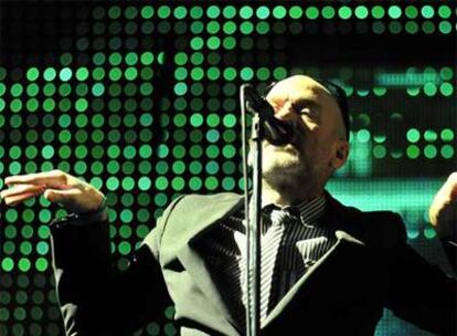 Michael Stipe, cantante de R.E.M., anoche en Madrid.