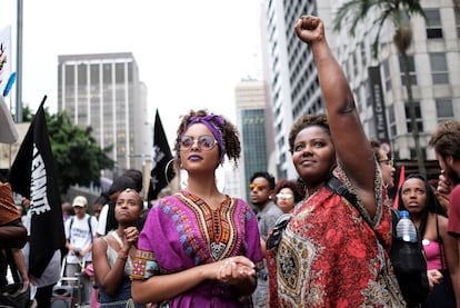 Manifestação no dia da Consciência Negra  em 20 de novembro de 2019, São Paulo.