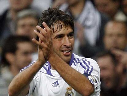 Raúl celebra su gol al Betis, durante la pasada jornada.