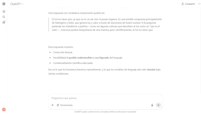 Al explicar por qué su ejemplo ha sido acertado, la IA parece autopercibirse humana.