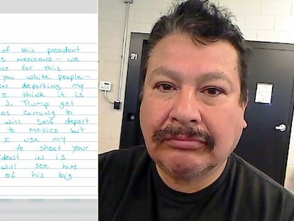 Una carta de amenaza a Donald Trump atribuida erróneamente a Ramón Morales Reyes (derecha), immigrante indocumentado.